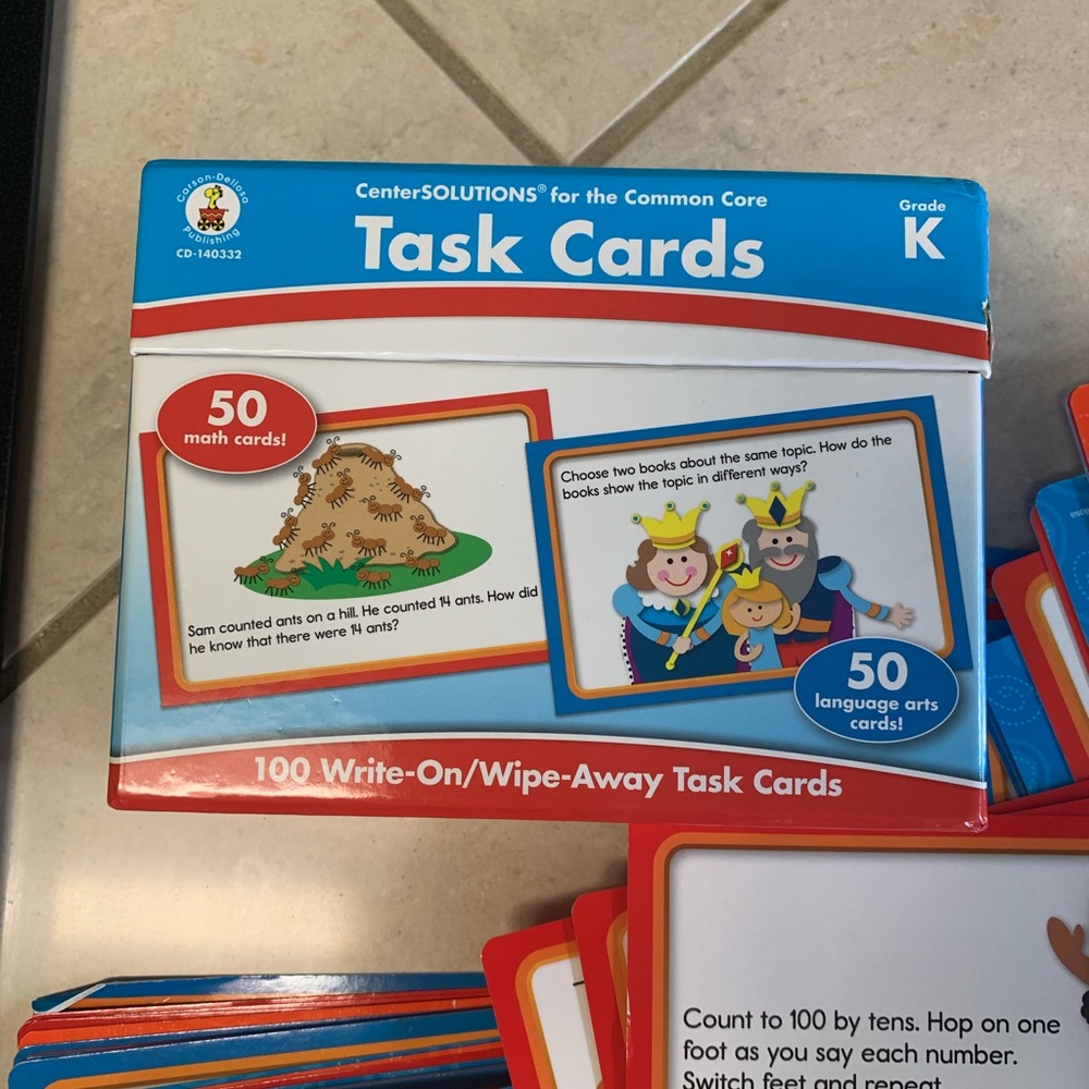 Kindergarten Task Cards and Phonics Flash Cards